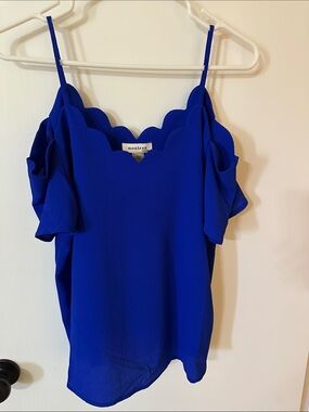 Monteau Cobalt Scalloped Cold-Shoulder Cami